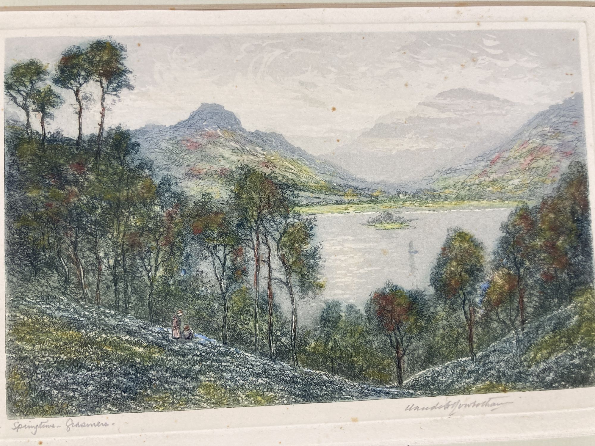 Claude Hamilton Rowbotham (1864-1949), five assorted hand coloured aquatints, including on Loch Eck, signed in pencil, largest 21 x 31c